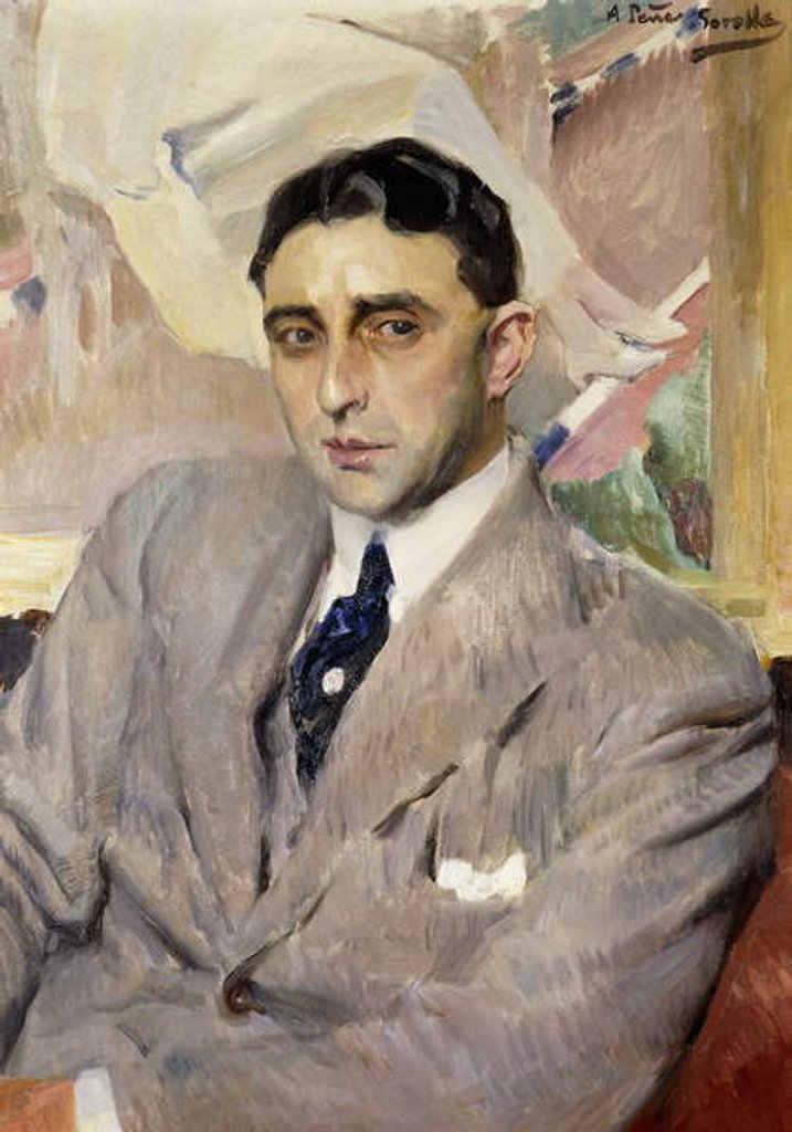 Detail of Portrait of the Actor, Ramon Pena, half-length, wearing a grey Suit by Joaquin Sorolla y Bastida