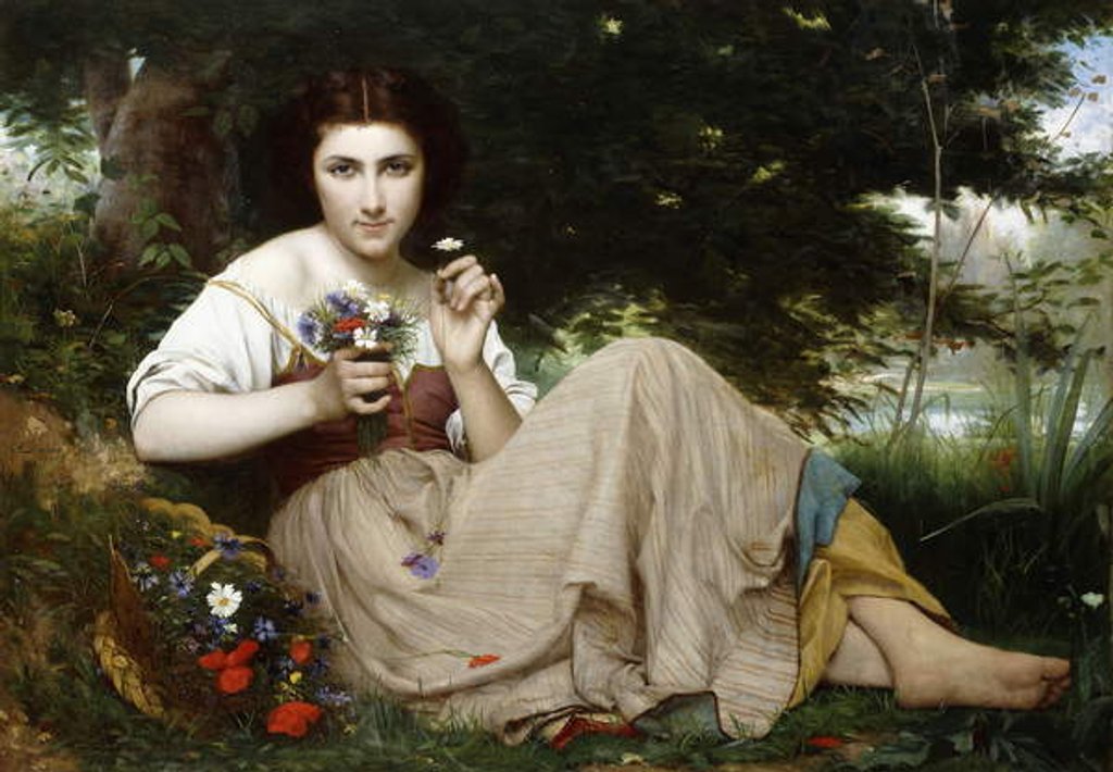 Detail of A Moment's Rest, 1871 by François Alfred Delobbe