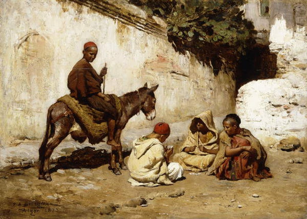 Detail of Arab Children playing Cards, 1873 by Frederick Arthur Bridgman