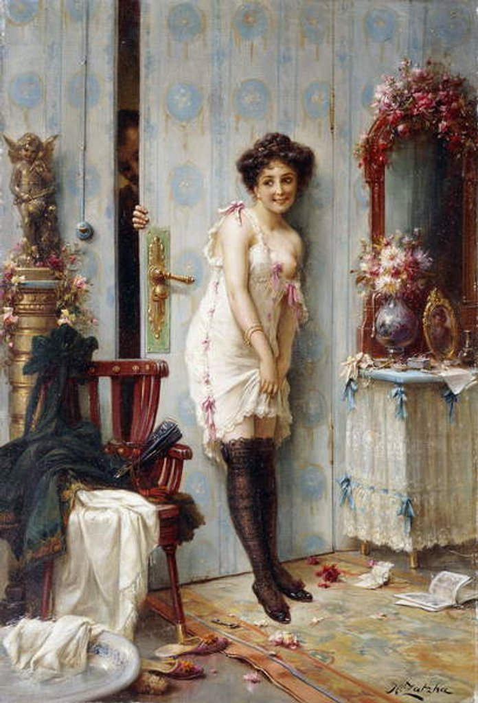 Detail of The Amorous Visitor by Hans Zatzka