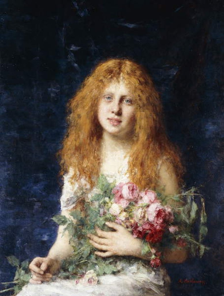 Detail of A Fair Rose by Alexei Alexevich Harlamoff