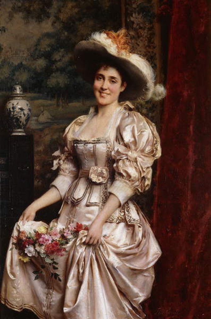 Detail of The Flower Girl by Tito Conti