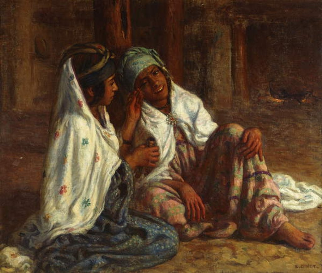 Detail of Young Girls using Make-up by Alphonse Etienne Dinet