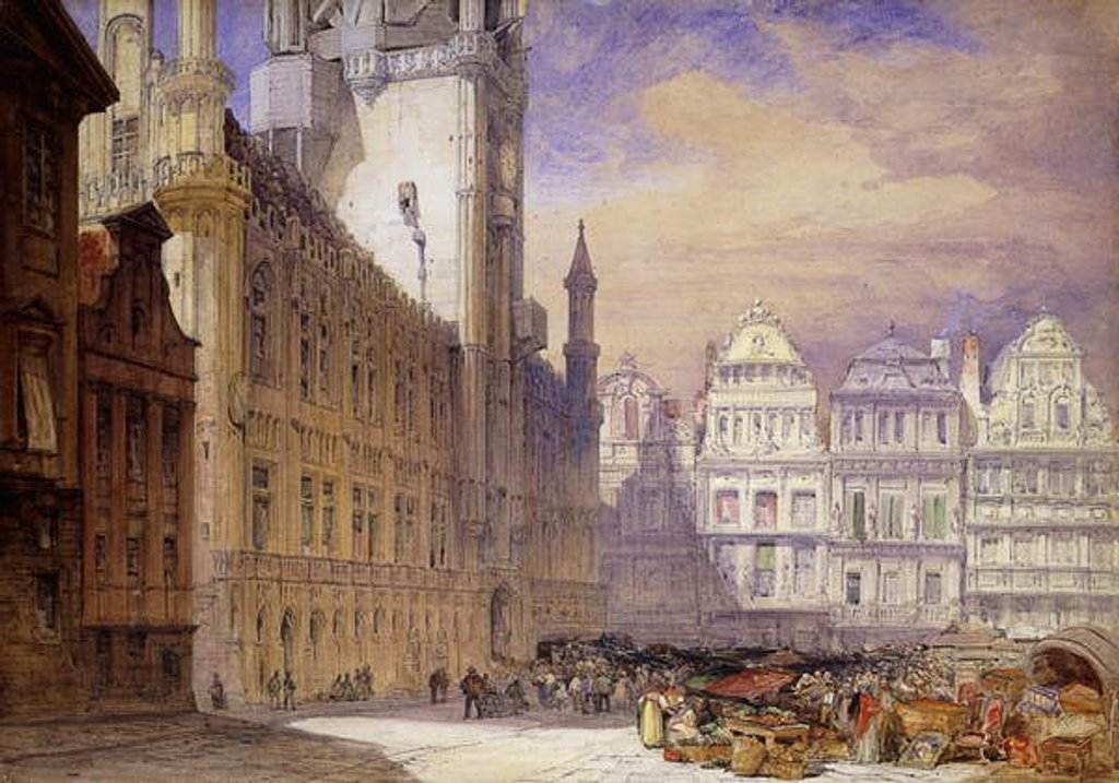 Detail of The Hotel de Ville, Brussels, 1856 by William Callow