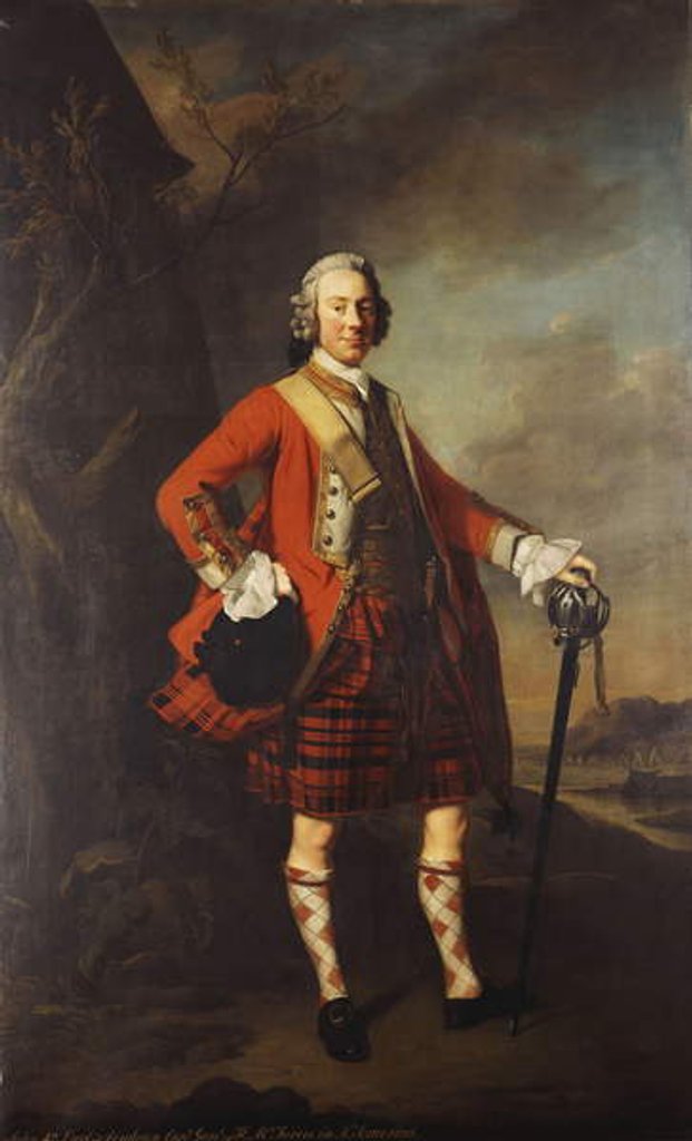 Detail of Portrait of John Campbell, 4th Earl of Loudon, in the uniform of his regiment, known as Loudon's Highlanders, 1747 by Allan Ramsay