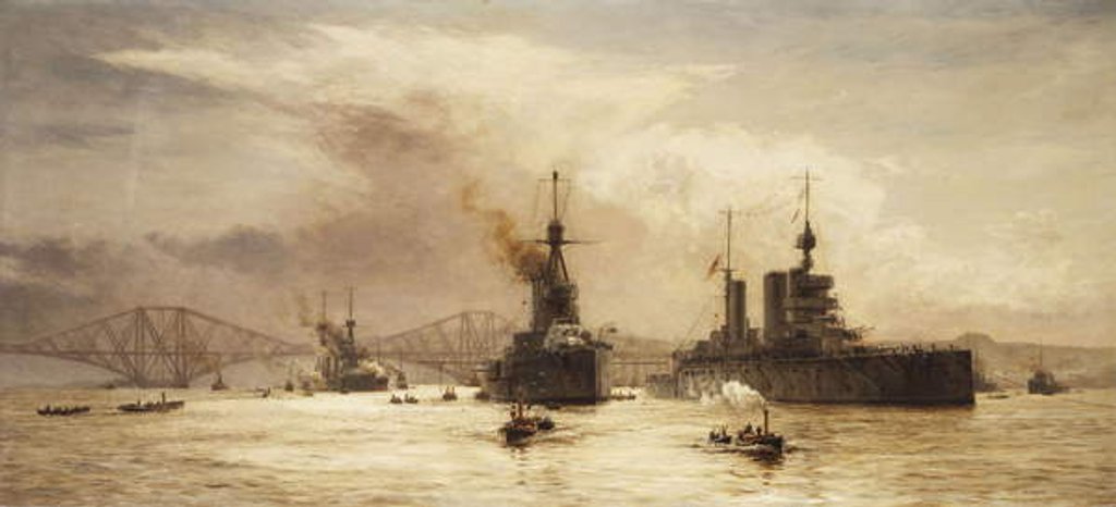 Detail of The First Battle Squadron leaving the Forth for the Battle of Jutland, 1917 by William Lionel Wyllie