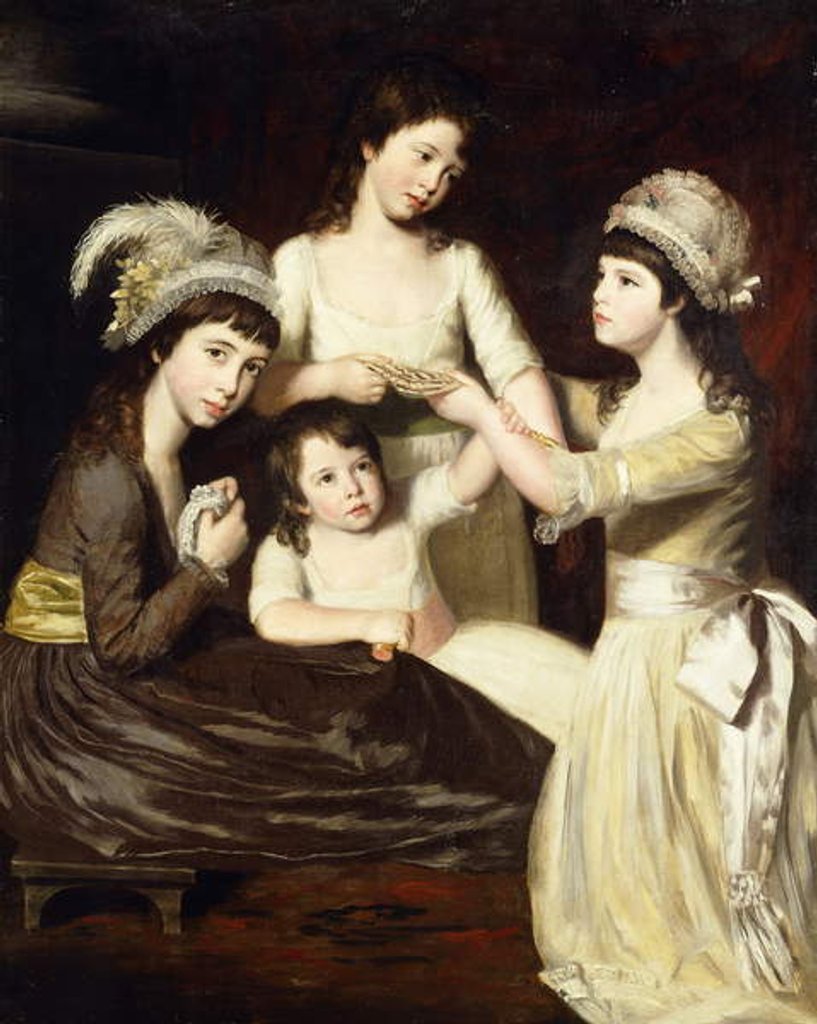 Detail of Group Portrait of Mary, Charlotte, Caroline and Eliza, daughters of Christopher and Anne Gullett, by John Opie