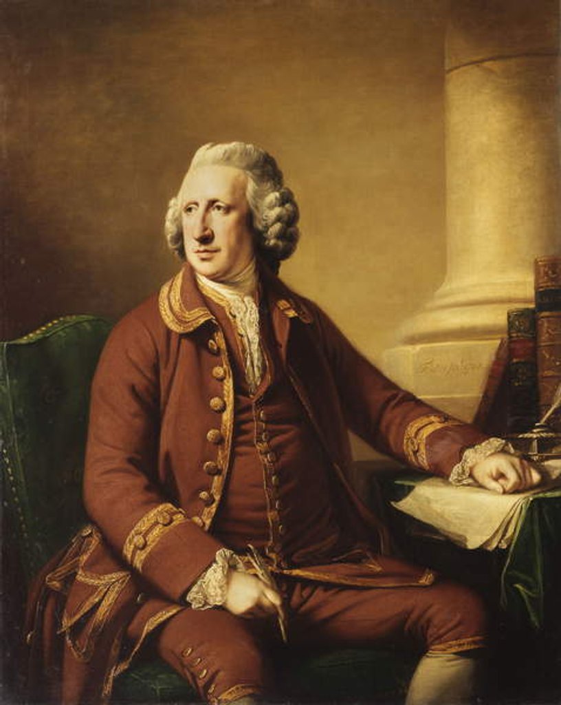 Detail of Portrait of Charles Howard, seated in a Brown Suit Trimmed with Gold Braid, 1768 by Francis Cotes
