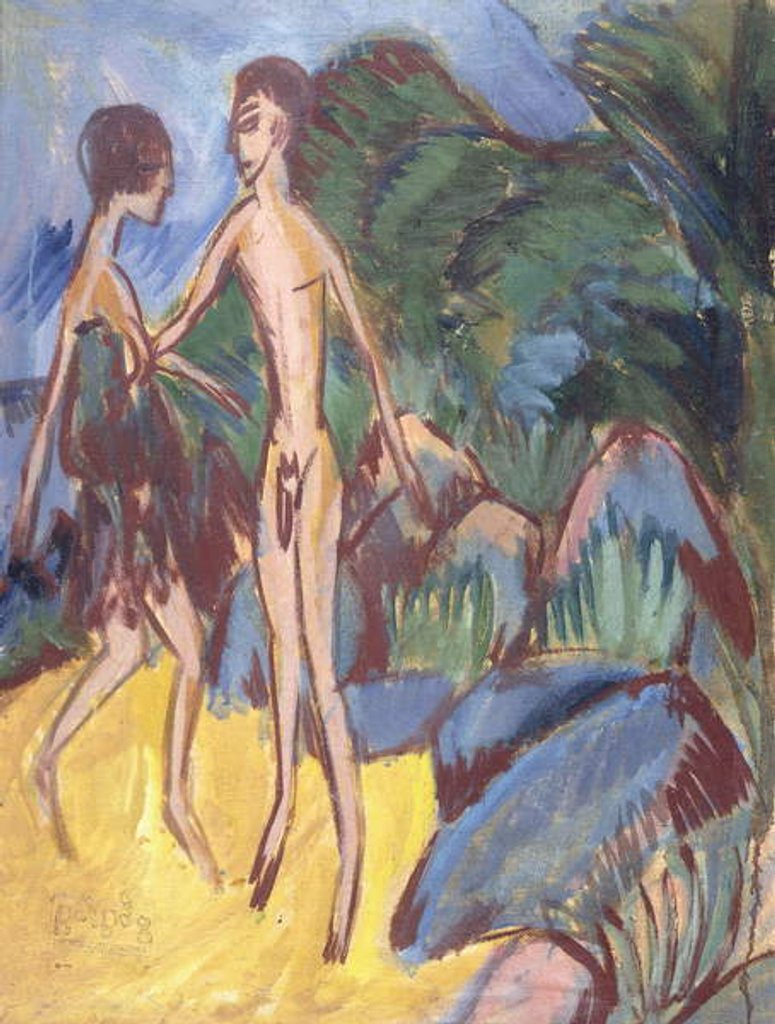 Detail of Youth and Naked Girl on Beach; Nackter Jungling und Madchen am Strand, 1913 by Ernst Ludwig Kirchner