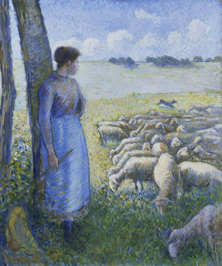 Detail of Shepherdess and Sheep; Bergere et Moutons, 1887 by Camille Pissarro