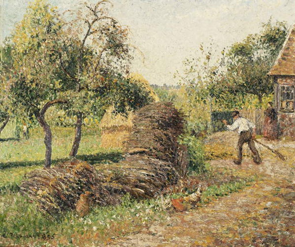 Detail of Court of the Mother Lucien, Eragny; La Cour de la Mere Lucien, Eragny, 1895 by Camille Pissarro