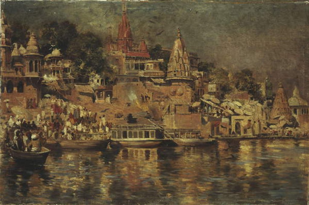 Detail of View of the Ghats at Benares, 1873 by Edwin Lord Weeks