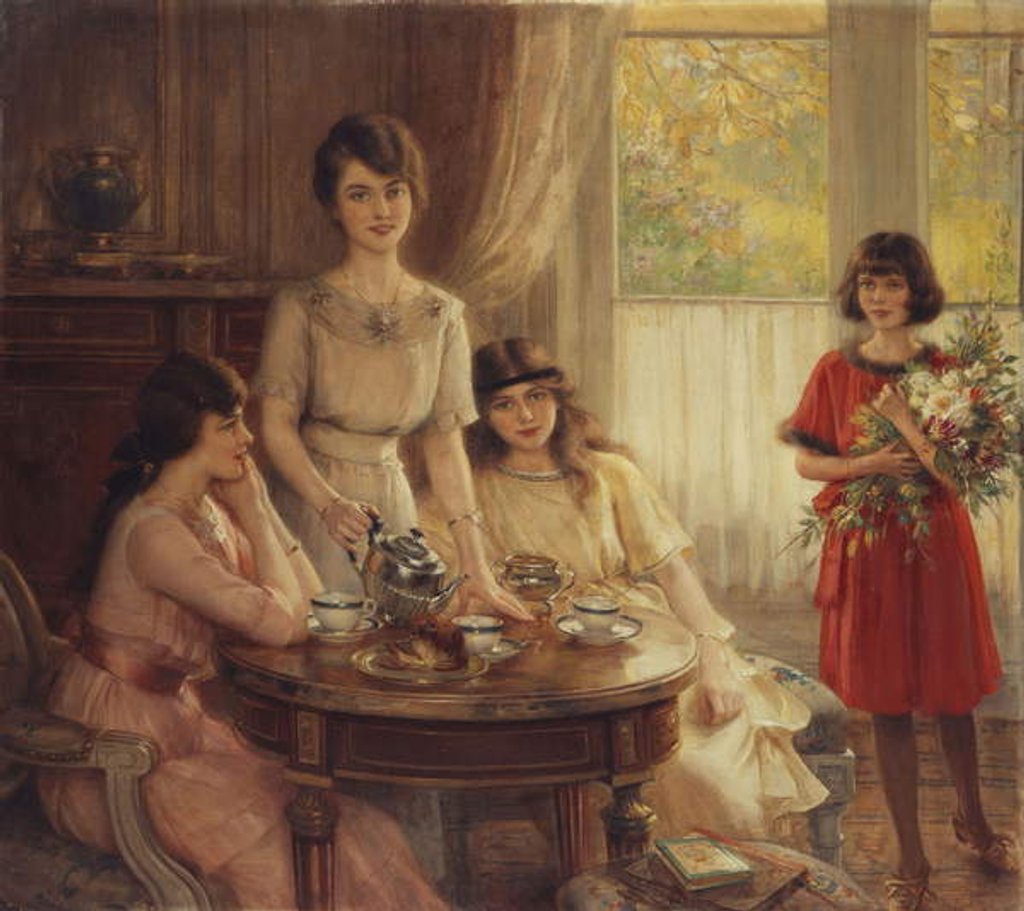 Detail of Tea Time; L'Heure du The, by Albert Lynch