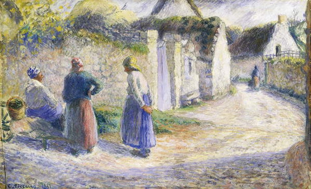 Detail of Village Street with Three People on the Right, 1881 by Camille Pissarro