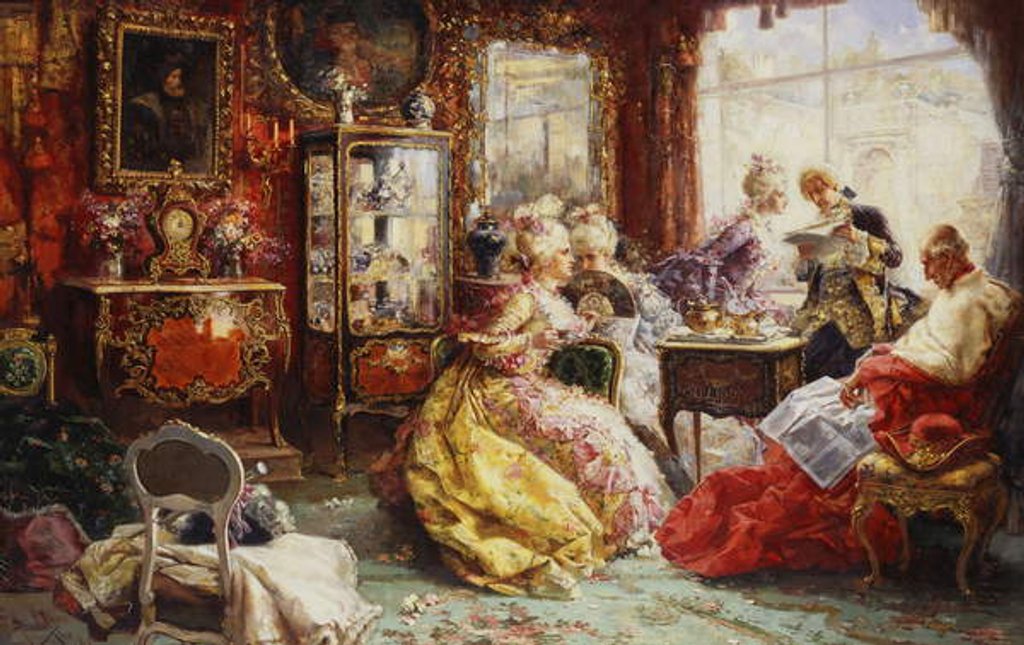 Detail of An Afternoon in the Salon, 1902 by Salvador Sanchez Barbudo