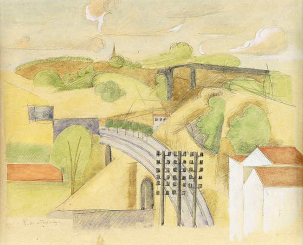 Detail of Study for The Meulan Viaduct; Etude pour le Viaduc de Meulan, 1912 by Roger de La Fresnaye