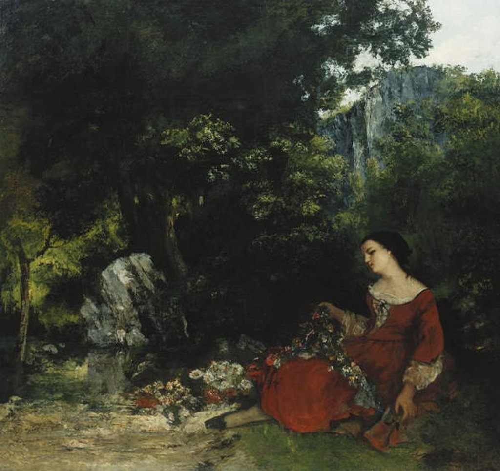 Detail of Woman with a Garland by Gustave Courbet