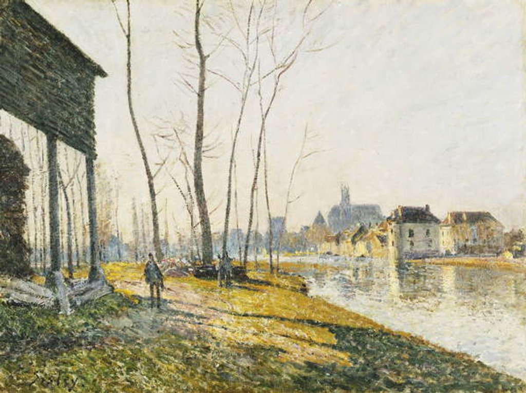 Detail of A February Morning in Moret-sur-Loing; Matin de Fevrier a Moret-sur-Loing, 1881 by Alfred Sisley
