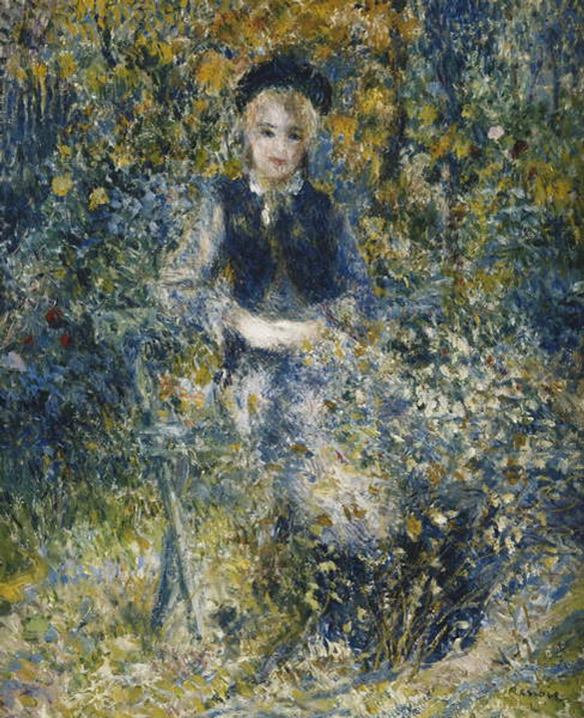 Detail of Young Girl on a Bench; La Jeune Fille au Banc, 1875 by Pierre Auguste Renoir