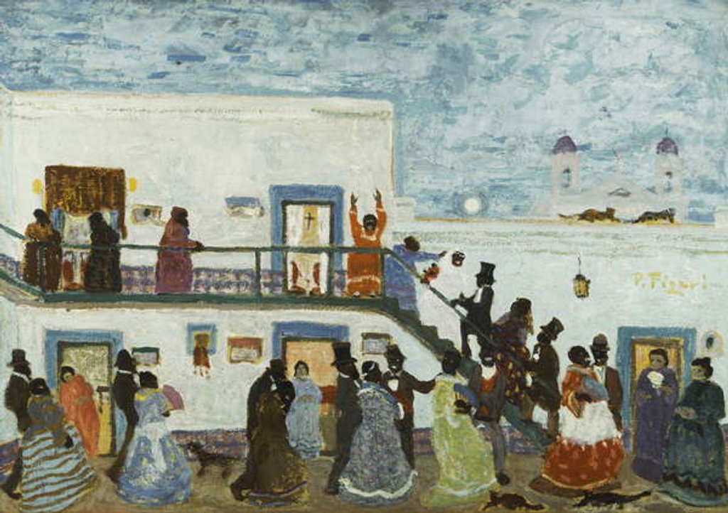 Detail of Arriving to Church; Llegando de la Iglesia, by Pedro Figari