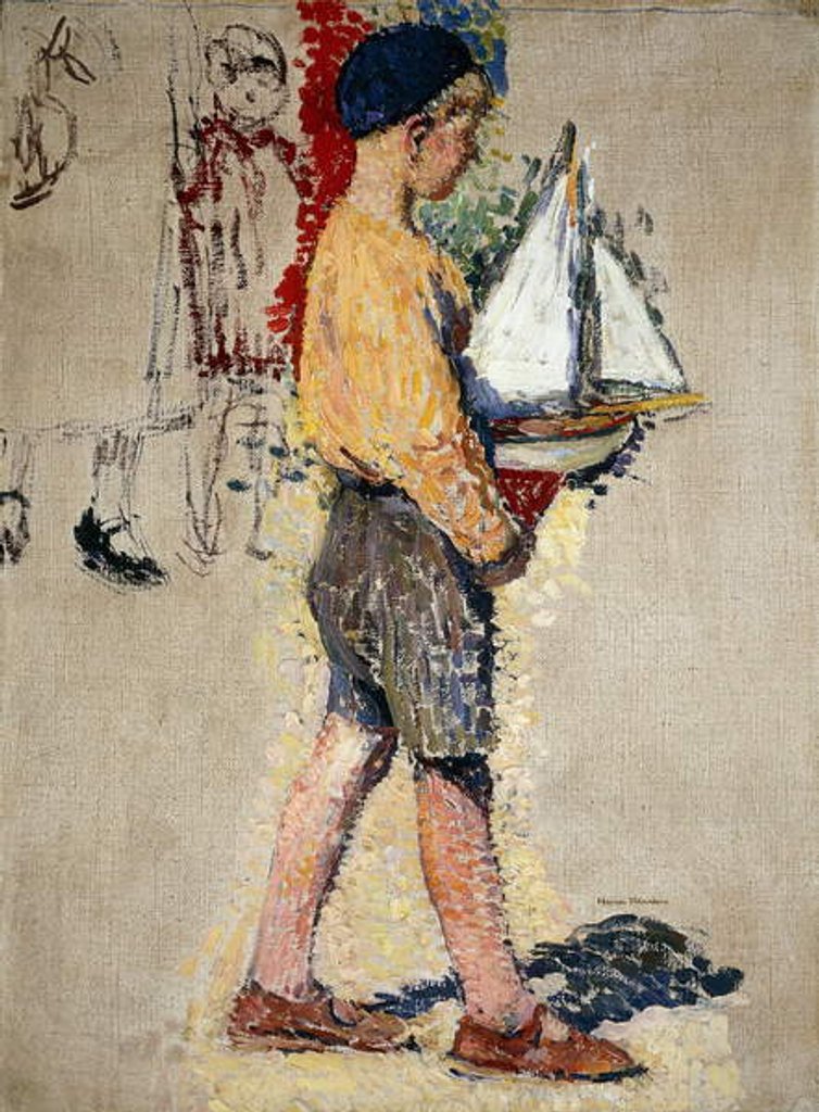 Detail of Boy with Boat; Garcon avec Bateau by Henri Jean Guillaume Martin