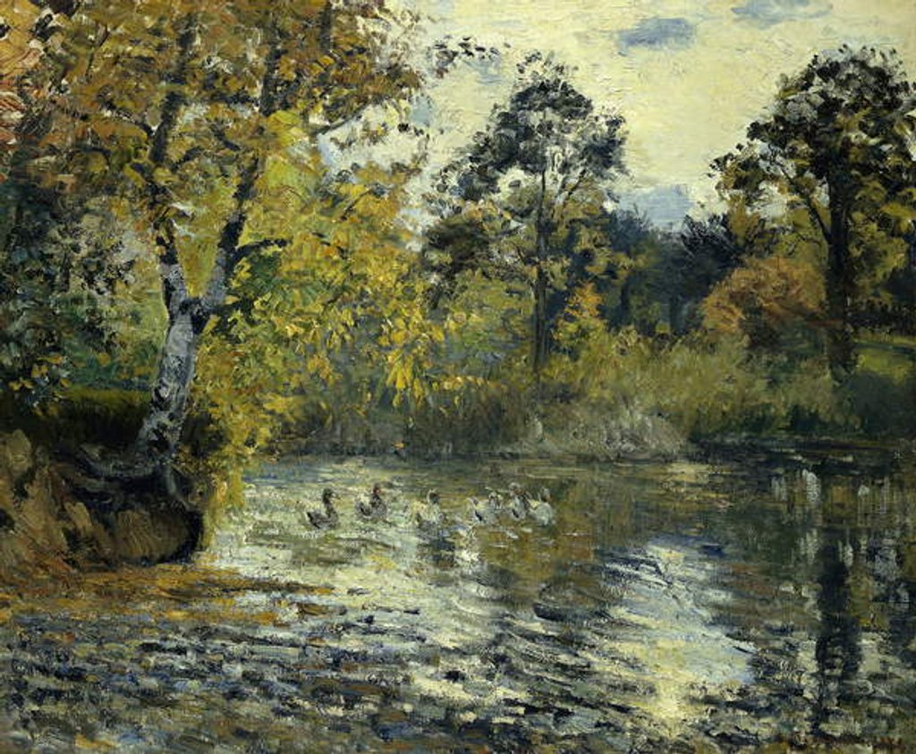 Detail of The Pond at Montfoucault; L'Etang de Montfoucault, 1874 by Camille Pissarro