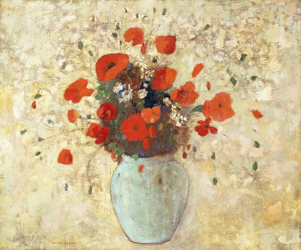 Detail of Vase of Poppies by Odilon Redon