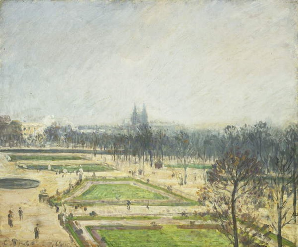 Detail of The Tuileries Ponds, Mist; Le Bassin des Tuileries, Brume, 1900 by Camille Pissarro