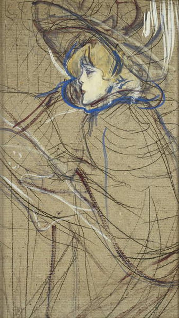 Detail of Profile of Woman: Jane Avril; Profil de Femme: Jane Avril, 1893 by Henri de Toulouse-Lautrec