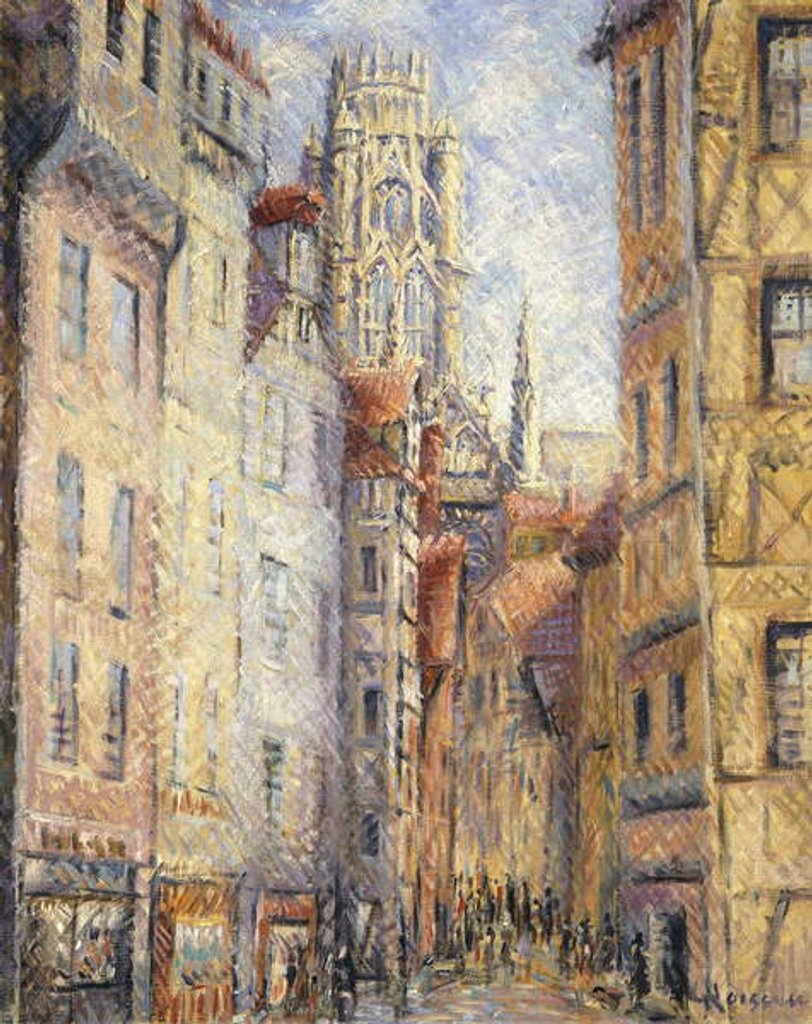Detail of Rouen, a Street by the Church; Rouen, rue avec L'Eglise, c.1920 by Gustave Loiseau
