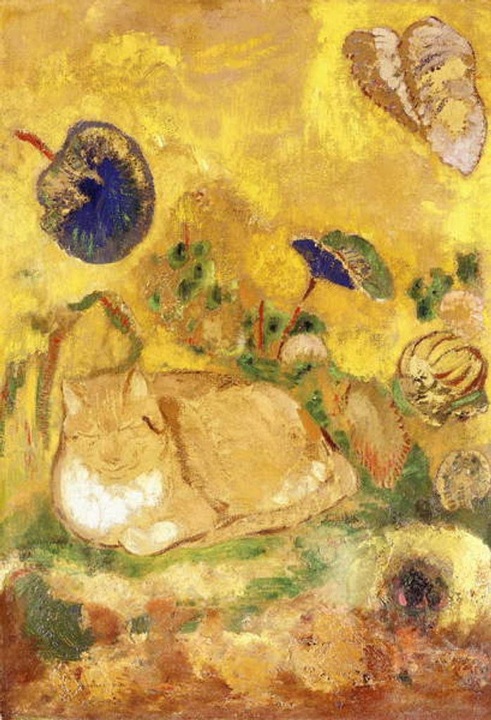 Detail of Bazon, the Artist's Cat; Bazon, le Chat de l'Artiste, c.1905 by Odilon Redon