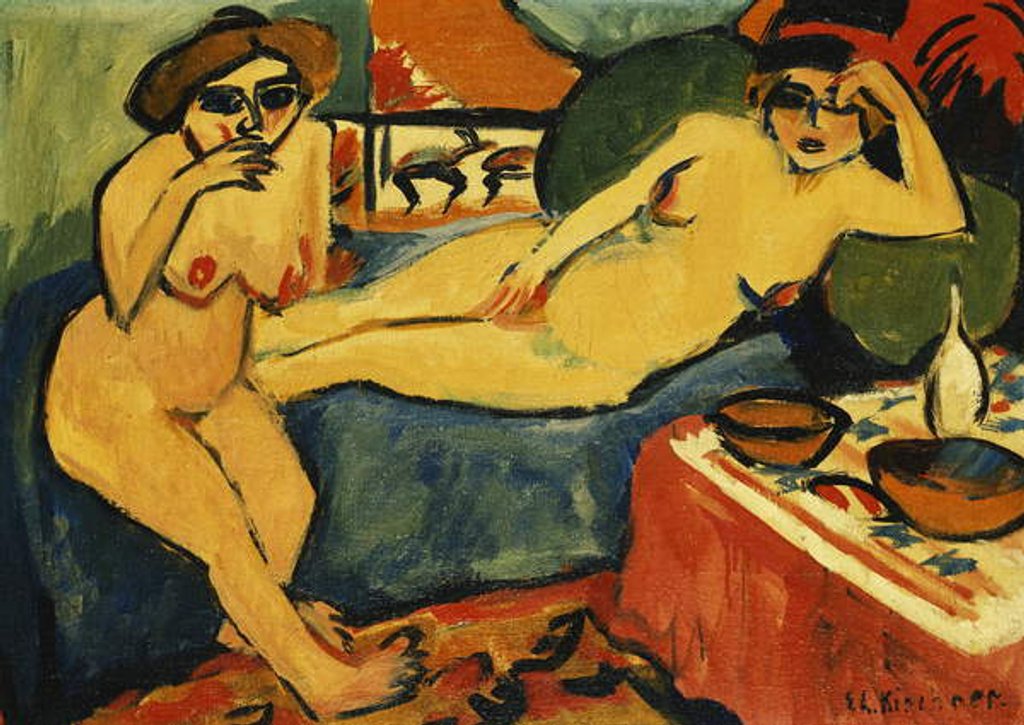 Detail of Two Nudes on a Blue Sofa; Zwei Akte auf Blauem Sofa, c.1910-1920 by Ernst Ludwig Kirchner