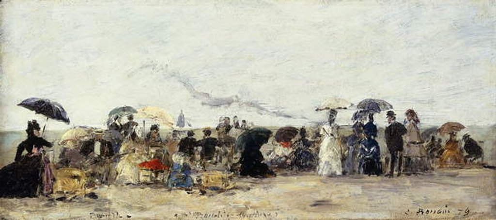 Detail of Trouville, Beach Scene; Trouville Scene de Plage, 1879 by Eugene Louis Boudin