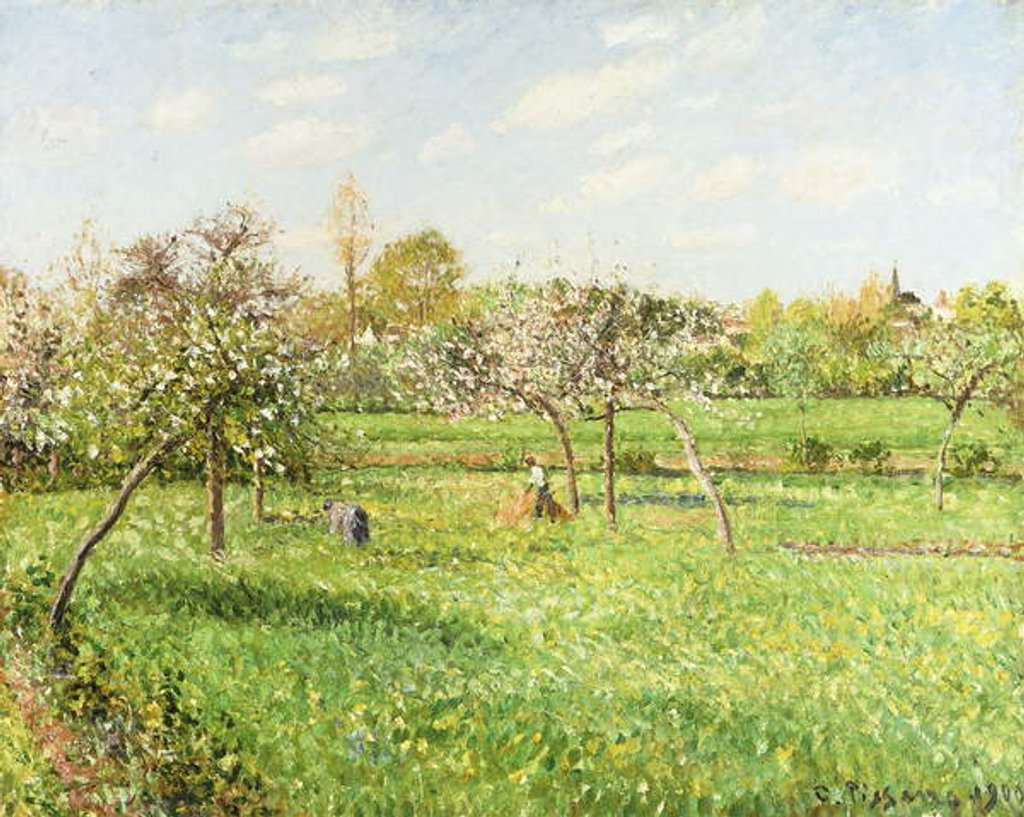 Detail of Morning, Spring, Grey Weather, Eragny; Matin, Printemps, Temps Gris, Eragny, 1900 by Camille Pissarro