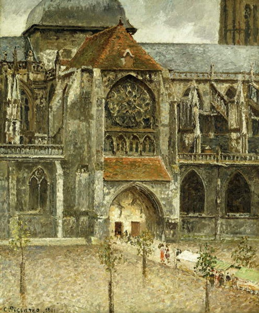 Detail of The Portal of the Church Saint-Jacques at Dieppe; Portail de l'Eglise Saint-Jacques a Dieppe, 1901 by Camille Pissarro