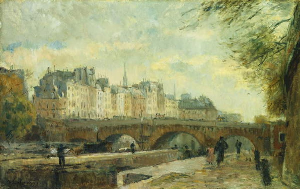 Detail of The New Bridge of the City; Le Pont Neuf de la Cite by Albert-Charles Lebourg