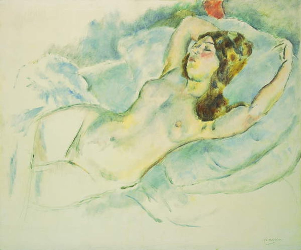 Detail of Nude Woman Reclining; Femme Nue Allongee, 1920-1925 by Jules Pascin