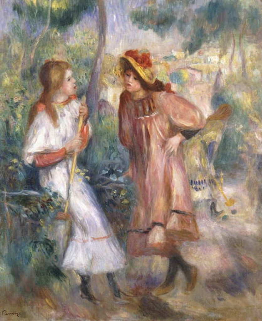 Detail of Two Girls in the Garden at Montmartre by Pierre Auguste Renoir