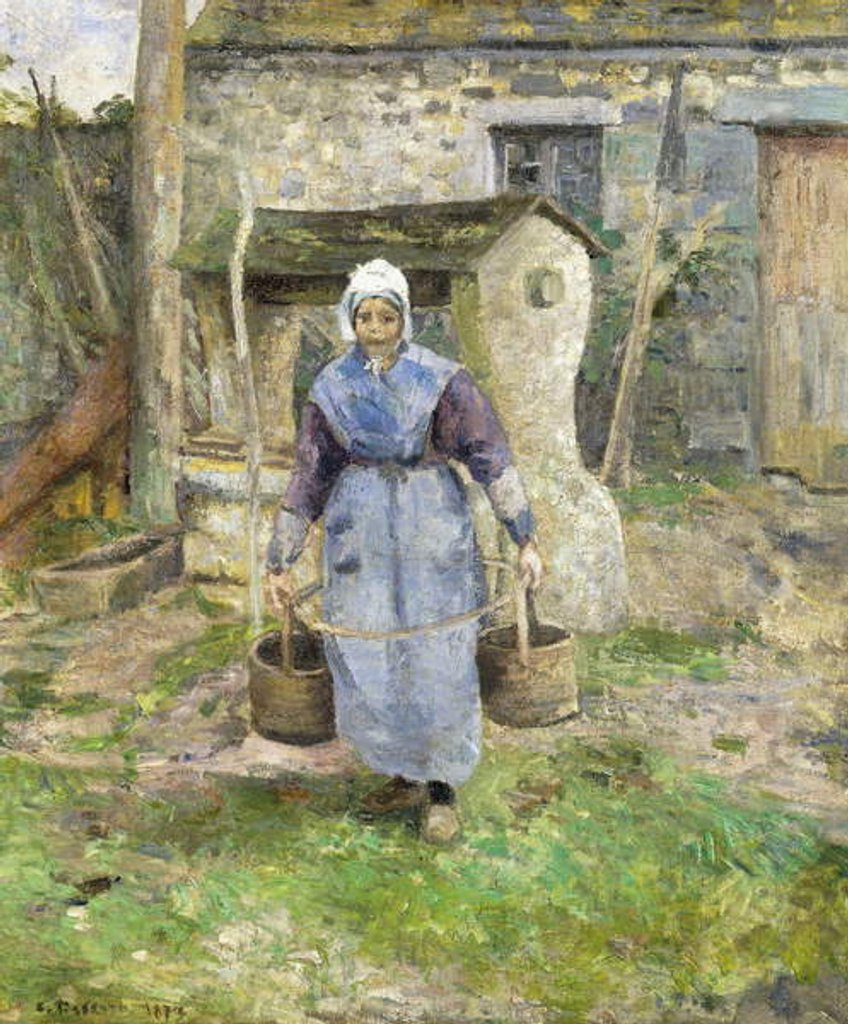 Detail of Mother Presle, Montfoucault; La Mere Presle, Montfoucault, 1874 by Camille Pissarro