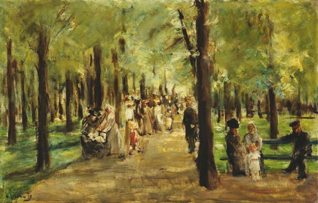 Detail of Walkers in the Tiergarten; Spazierganger im Tiergarten, 1918 by Max Liebermann