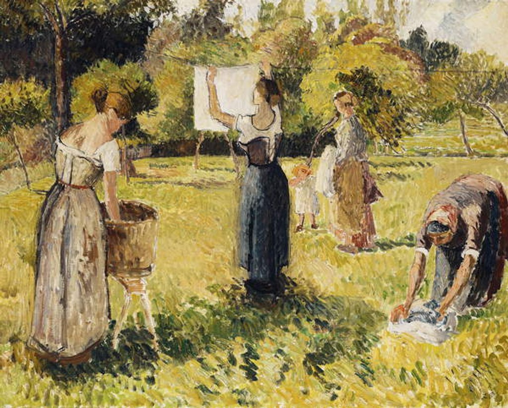 Detail of Study of Washers at Eragny; Les Laveuses, etude, a Eragny, c.1901 by Camille Pissarro