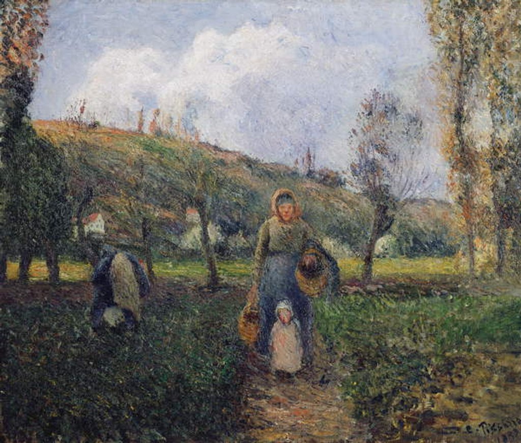 Detail of Peasant and Child Returning from the Fields, Pontoise; Paysanne et Enfant Revenant des Champs, Pontoise, 1882 by Camille Pissarro