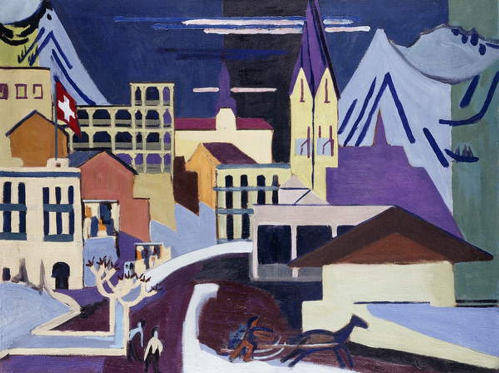 Detail of Davos-Platz Railway Station; Davos-Platz am Banhof, 1931 by Ernst Ludwig Kirchner