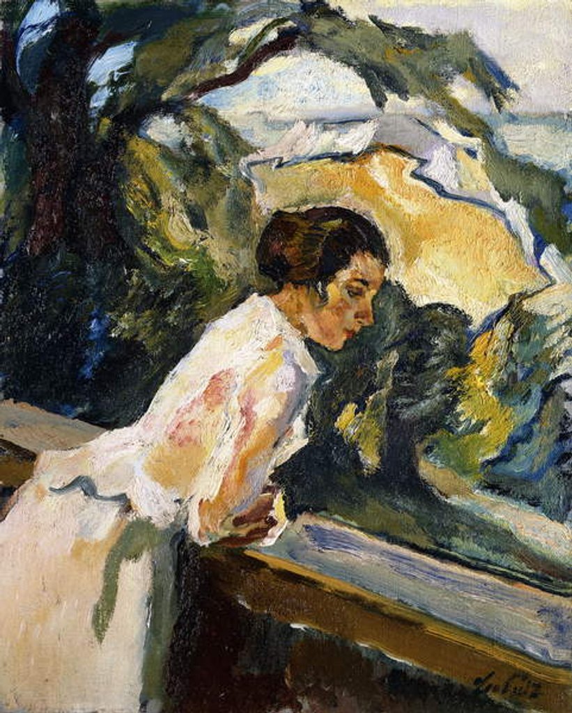 Detail of Frieda, the Artist's Wife, Leaning over the Balcony, c.1919-1922 by Leo Putz
