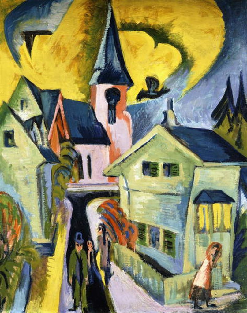 Detail of Konigstein with Red Church; Konigstein mit roter Kirche, 1916 by Ernst Ludwig Kirchner