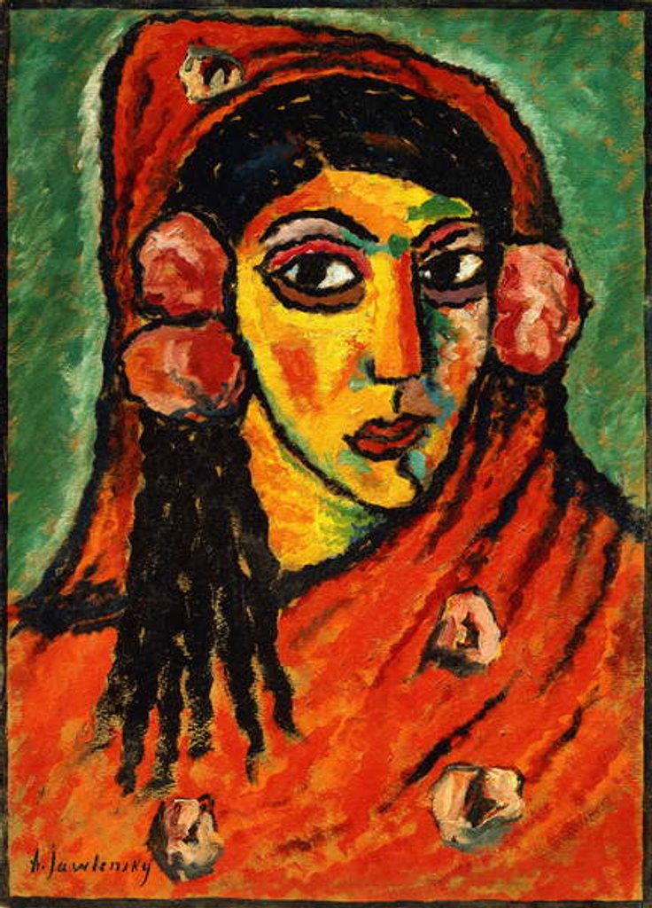Detail of Spanish Girl with a Red Scarf; Spanierin mit rotem Schal, c.1912 by Alexej von Jawlensky