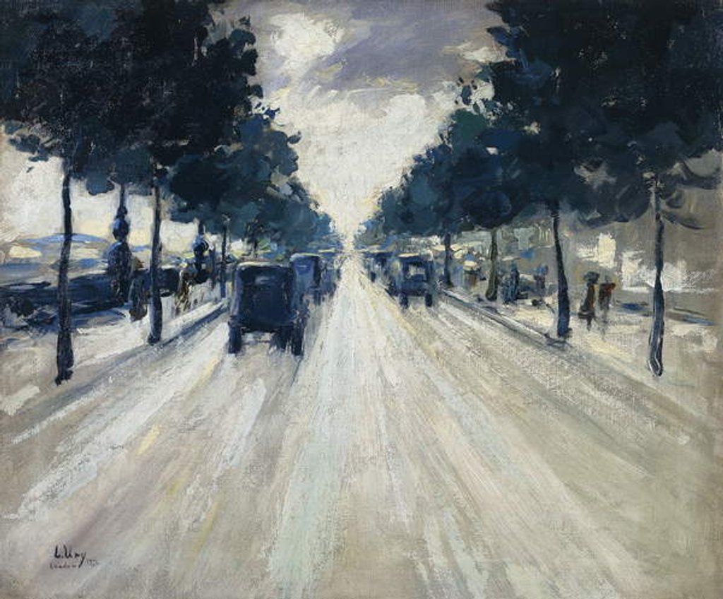 Detail of The Embankment, London, 1926 by Lesser Ury