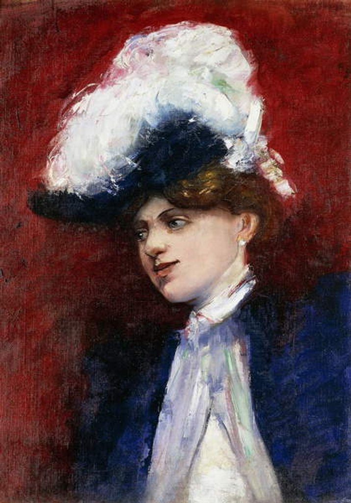 Detail of Elegant Woman with Feather Hat; Elegante Dame mit Federhut, c.1905 by Lesser Ury