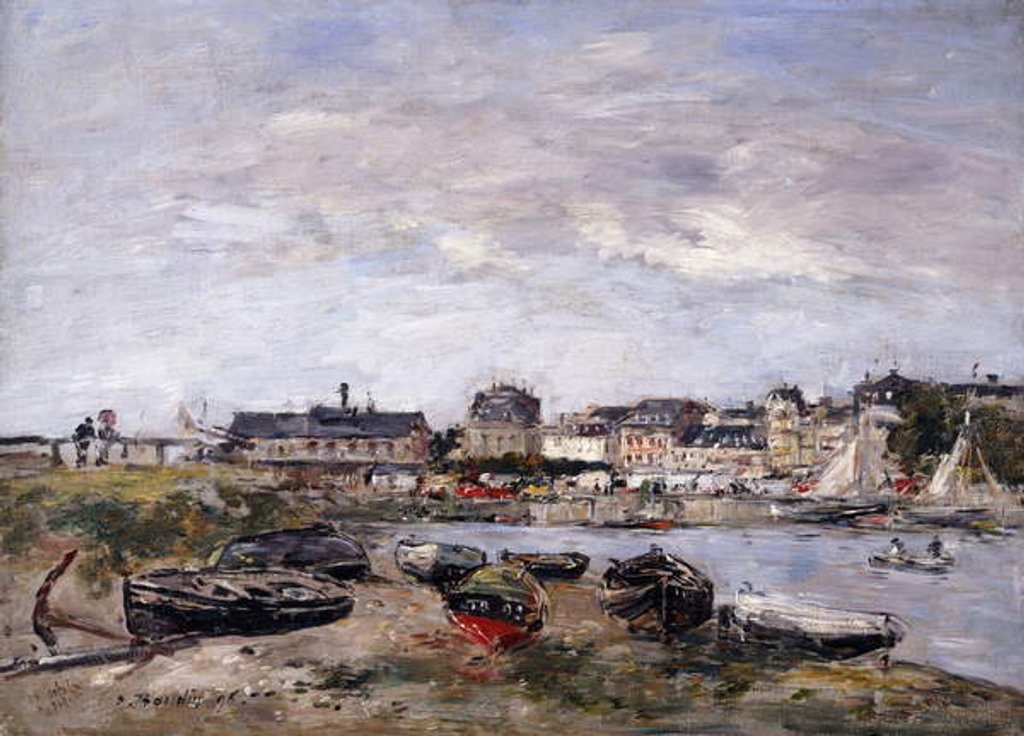 Detail of Trouville: View toward Deauville on Market Day; Trouville: Vue prise de Deauville, un Jour de Marche, 1895 by Eugene Louis Boudin