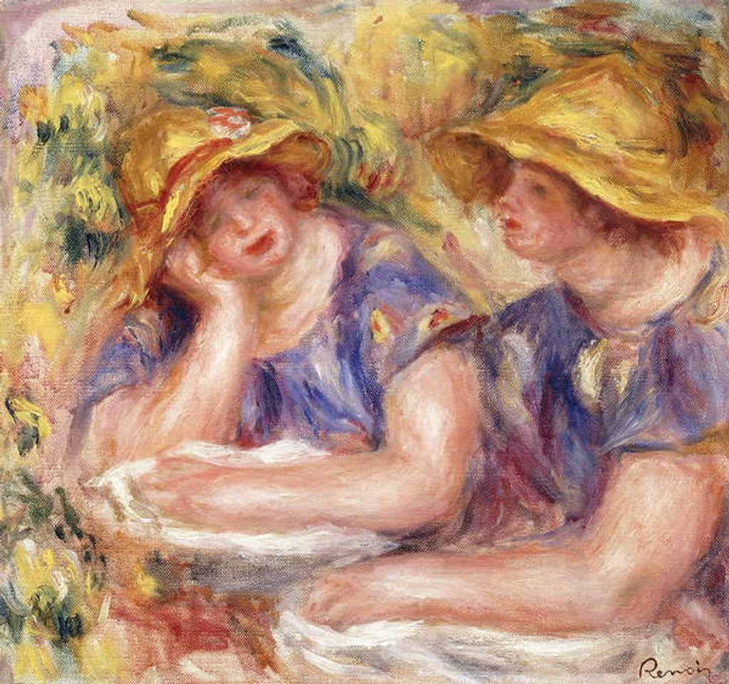 Detail of Two Women in Blue Dresses; Deux Femmes en Corsage Bleu, 1919 by Pierre Auguste Renoir